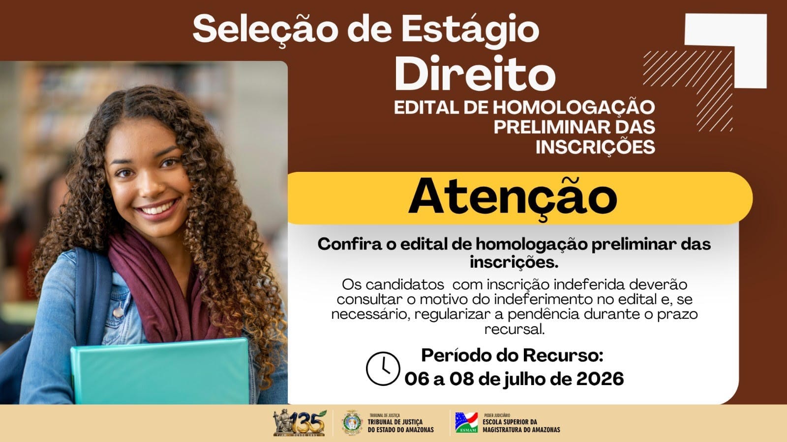 Esmam divulga homologação preliminar de inscrições para estágio em Direito 1 unnamed