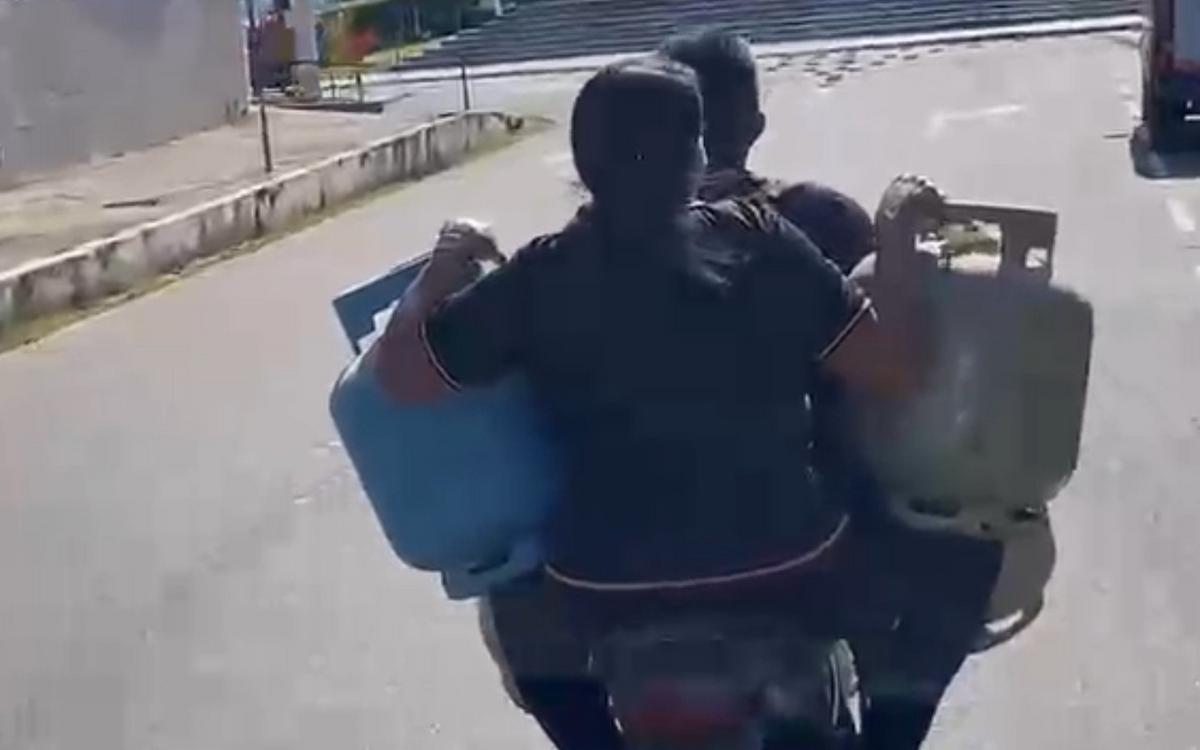 Perigo sobre rodas: casal é flagrado transportando botijas de gás de forma irregular em Coari 1 botijas de gas amazonas