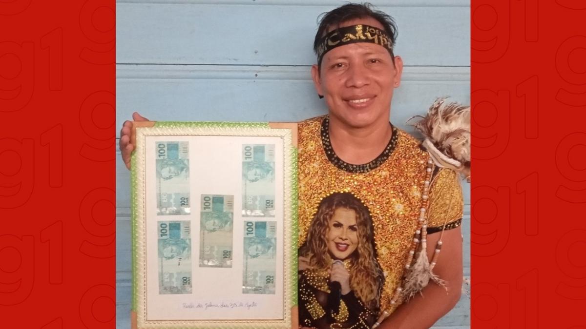 Fã de Benjamin Constant viraliza após dançar com Joelma e transformar presente em 'troféu' 1 fa de joelma surpreende em danca no palco e emoldura dinheiro recebido da cantora no am foto arquivo pessoal