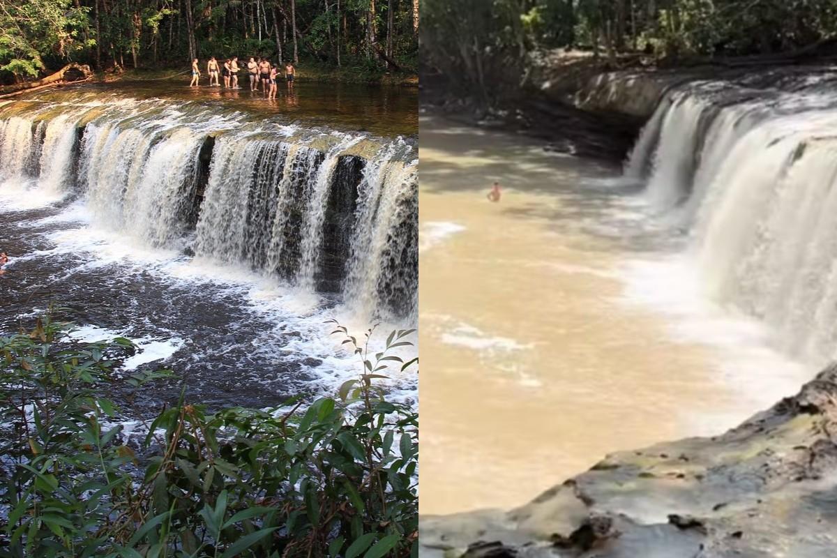 Obra irregular transforma cristalina Cachoeira Natal em lama e gera multa milionária no AM 1 g1 antes depois cachoeira natal amazonas