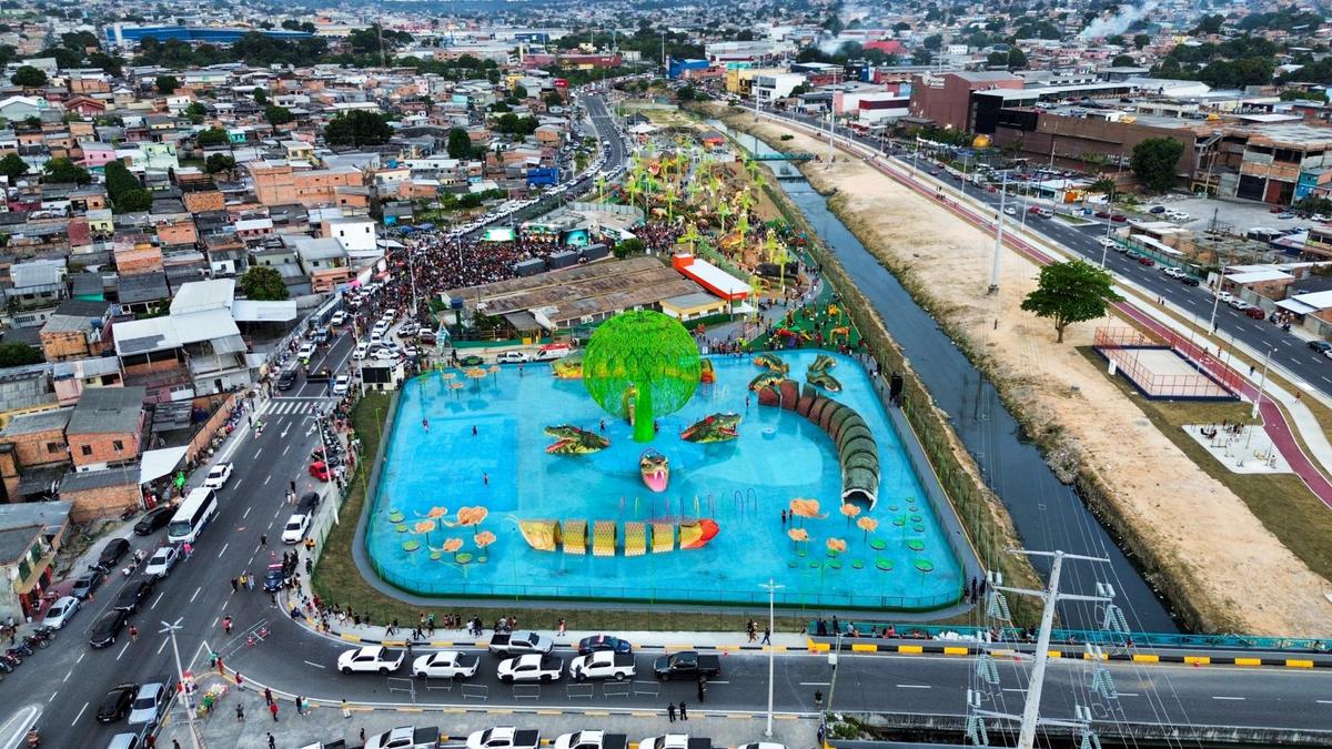 Parque Gigantes da Floresta: Praça molhada fecha para manutenção nesta semana 1 praca molhada do parque gigantes da floresta fecha para manutencao em manaus foto maxwell oliveira implurb
