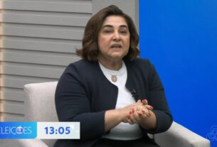 professora maria do carmo durante serie de entrevistas com candidatos ao governo do amazonas nas eleicoes 2026 foto reproducao globoplay